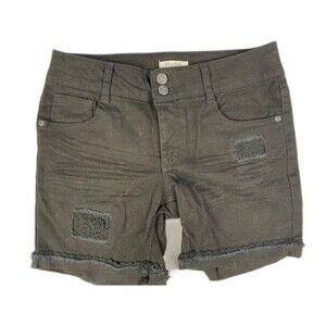 Mudd Girls Size 16 Shorts Black Midi Cuffed Embellished Stretch Low Rise